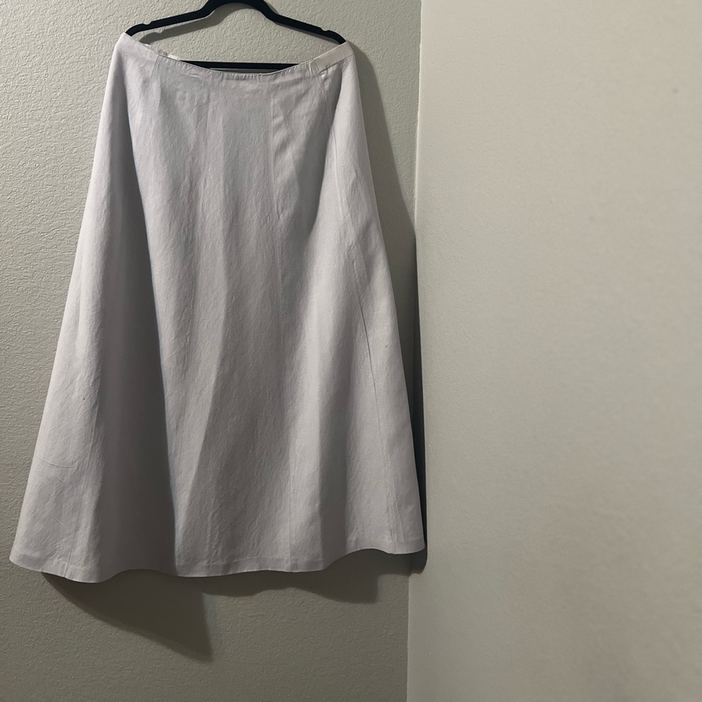Valerie Stevens Linen Blend A-Line Skirt – Size 14 – Light Gray – 38” Length
